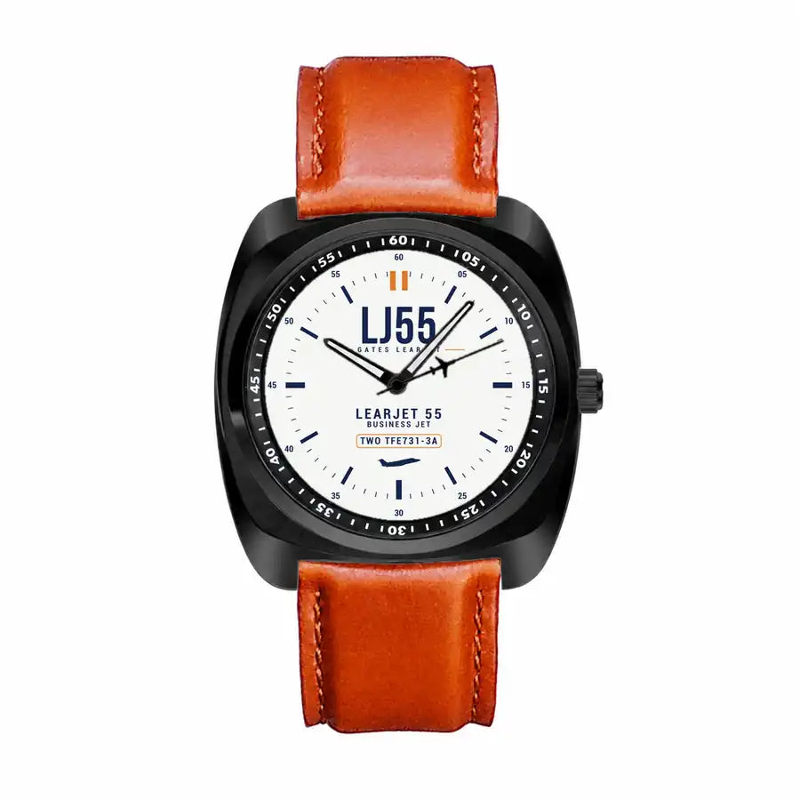 Bombardier Learjet 55 - Classic - White - Luxury Cushion - Black and Light Brown Strap