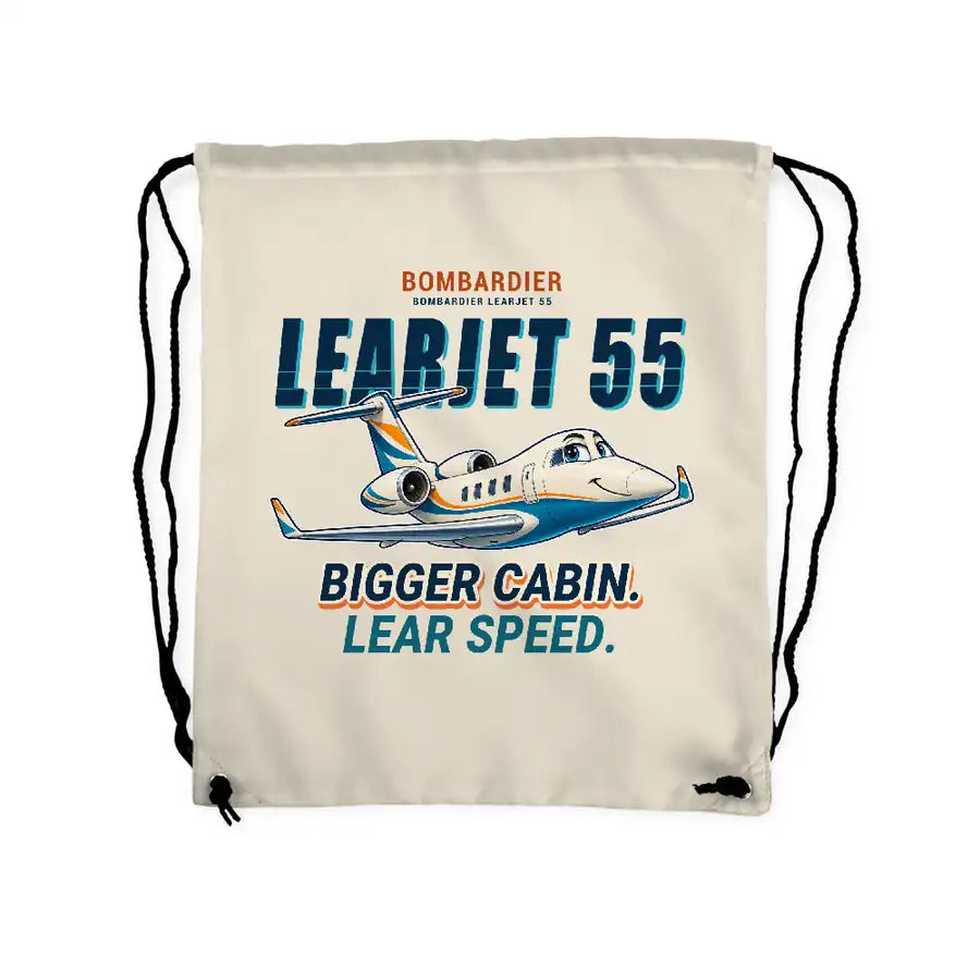 Bombardier Learjet 55 - Drawstring Bag - Cartoon - Beige