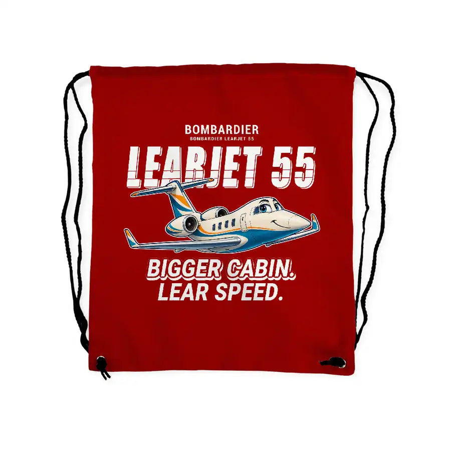 Bombardier Learjet 55 - Drawstring Bag - Cartoon - Red