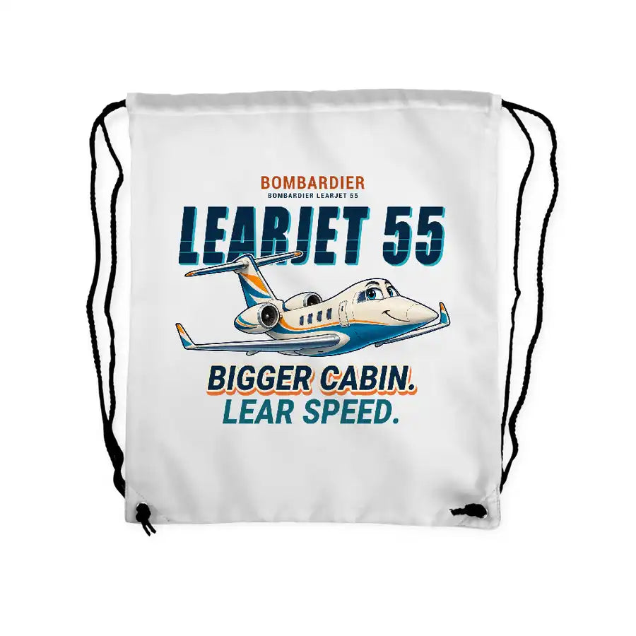 Bombardier Learjet 55 - Drawstring Bag - Cartoon - White