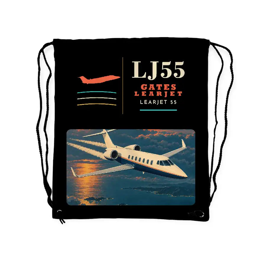 Bombardier Learjet 55 - Drawstring Bag - Classic - Black