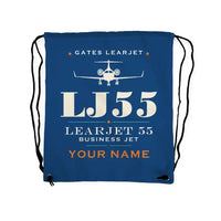 Thumbnail for Bombardier Learjet 55 - Drawstring Bag - Heritage + Name - Blue