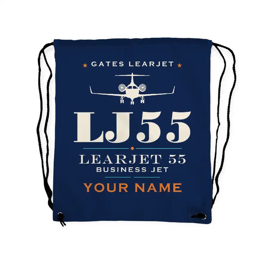 Bombardier Learjet 55 - Drawstring Bag - Heritage + Name - Dark Blue