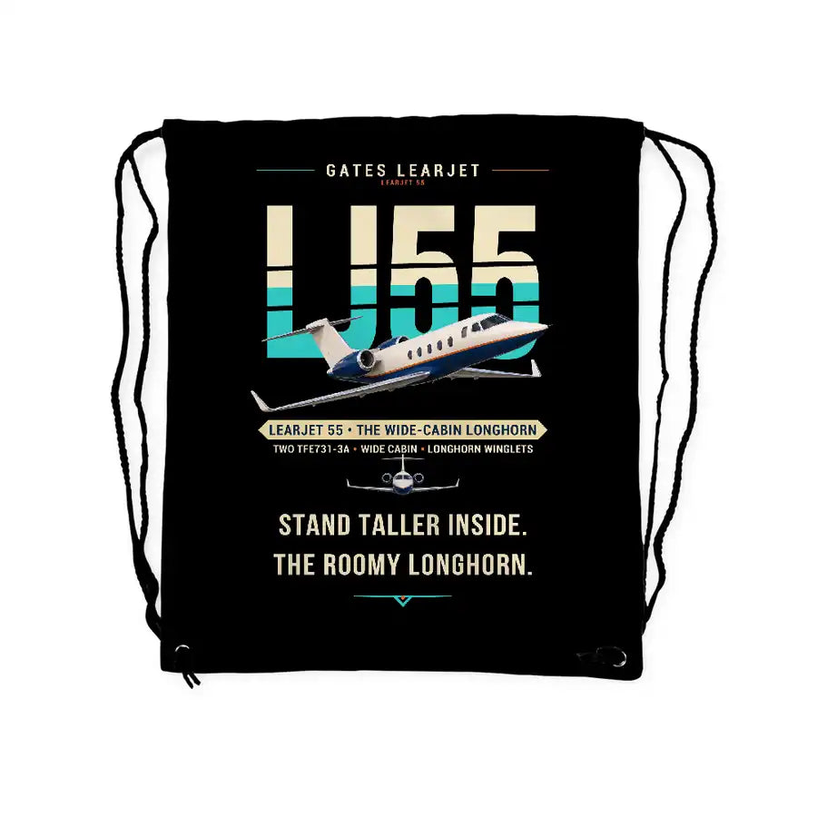 Bombardier Learjet 55 - Drawstring Bag - Original - Black