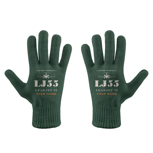 Bombardier Learjet 55 - Gloves - Full - Heritage + Name - Dark Green