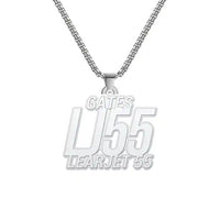 Thumbnail for Bombardier Learjet 55 - Hollow Necklace - Tag - Silver