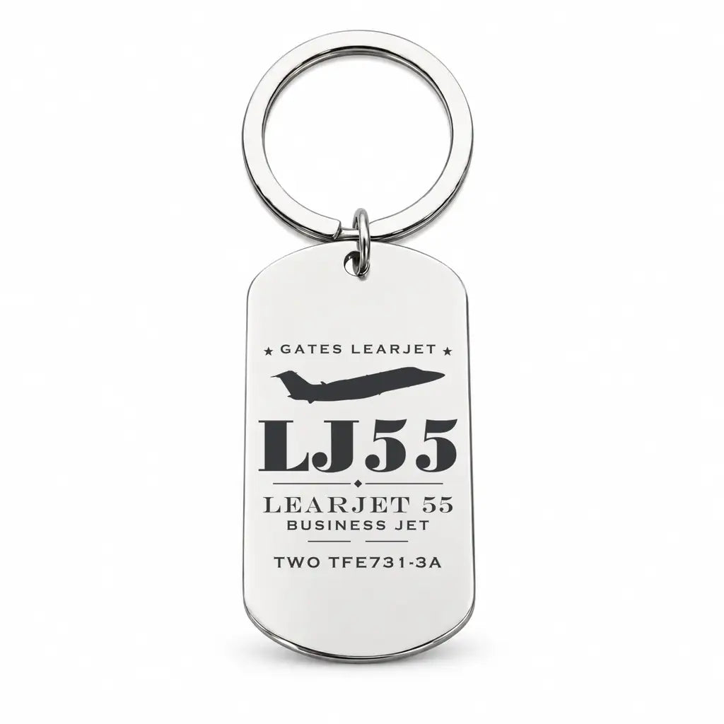 Bombardier Learjet 55 - Key Chain - Heritage - Silver
