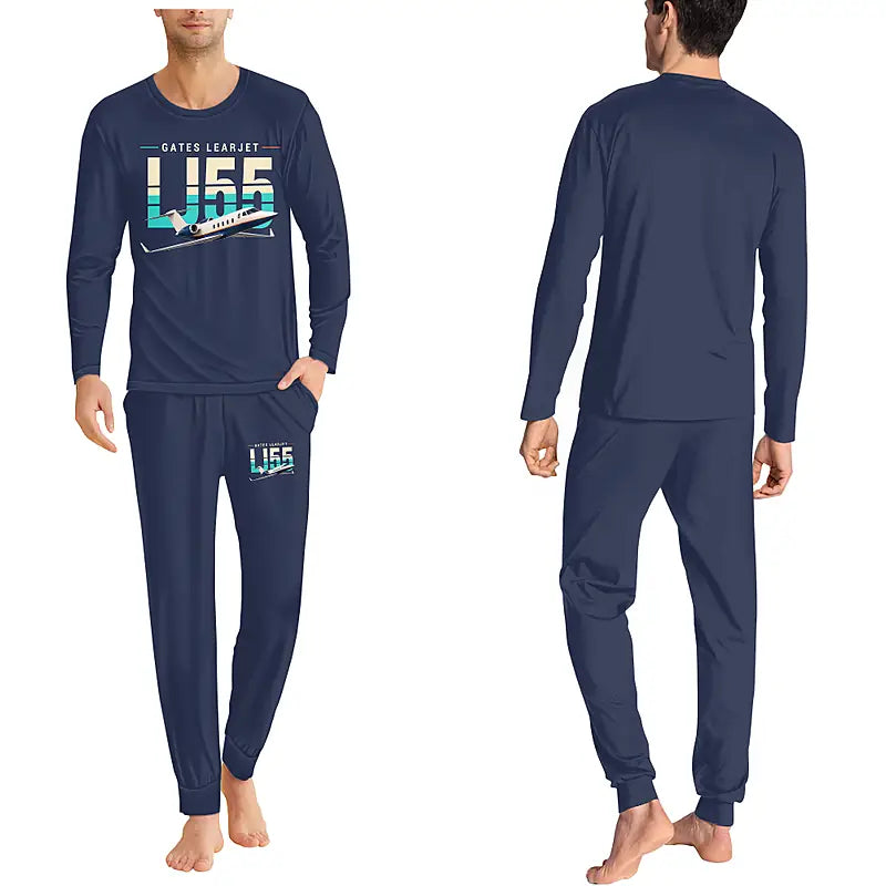 Bombardier Learjet 55 - Men Pajamas - Original Chest - Navy Blue