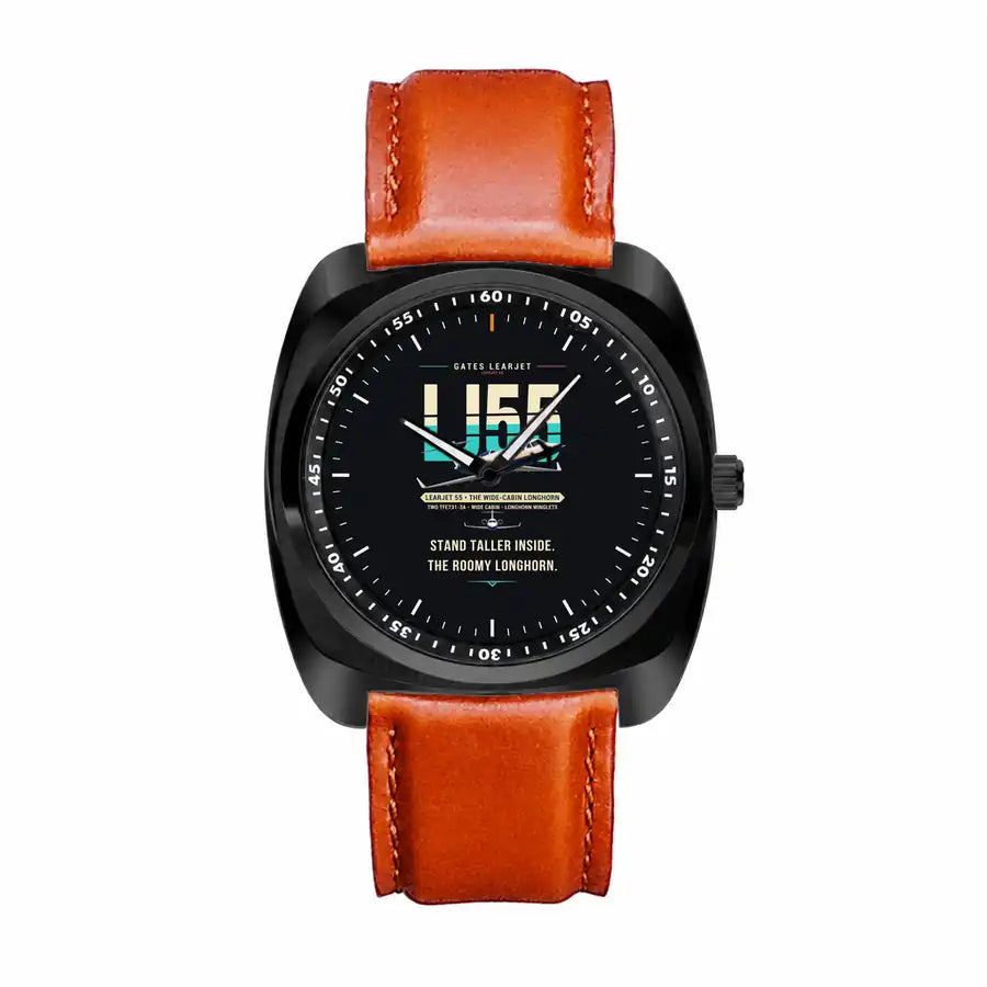 Bombardier Learjet 55 - Original - Luxury Cushion - Black and Light Brown Strap
