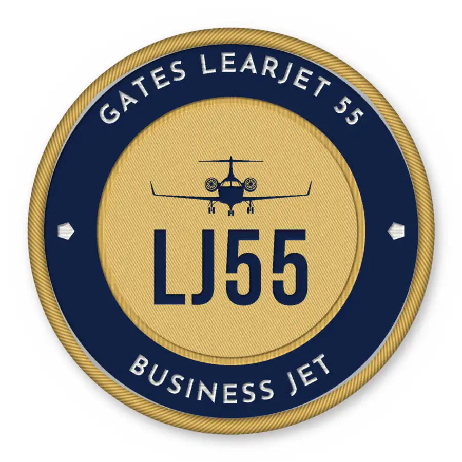 Bombardier Learjet 55 Patches - Circle - Navy Gold