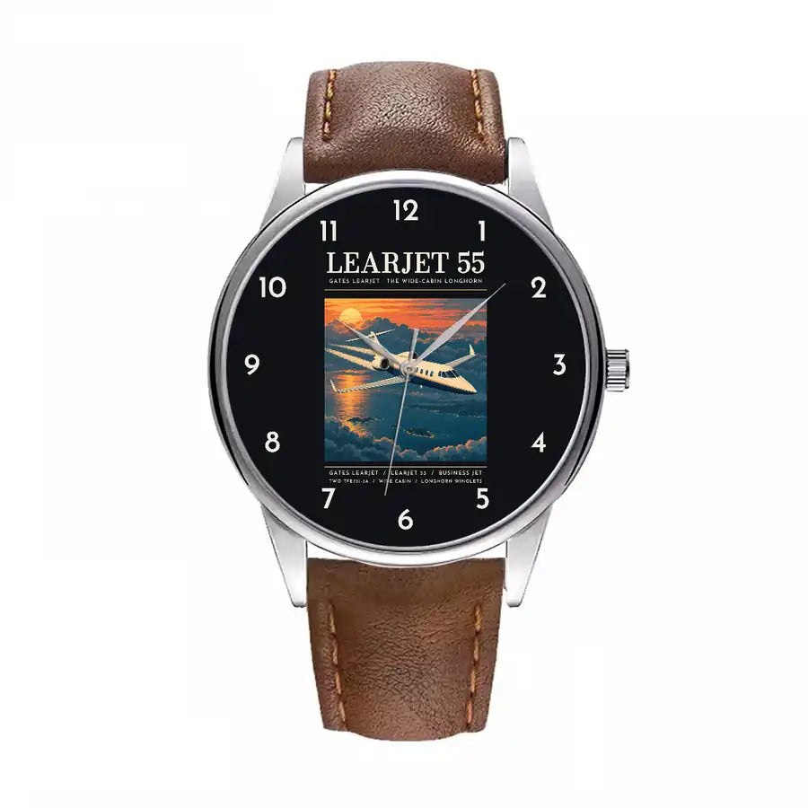 Bombardier Learjet 55 - Poster - Leather Strap - Brown Leather Strap