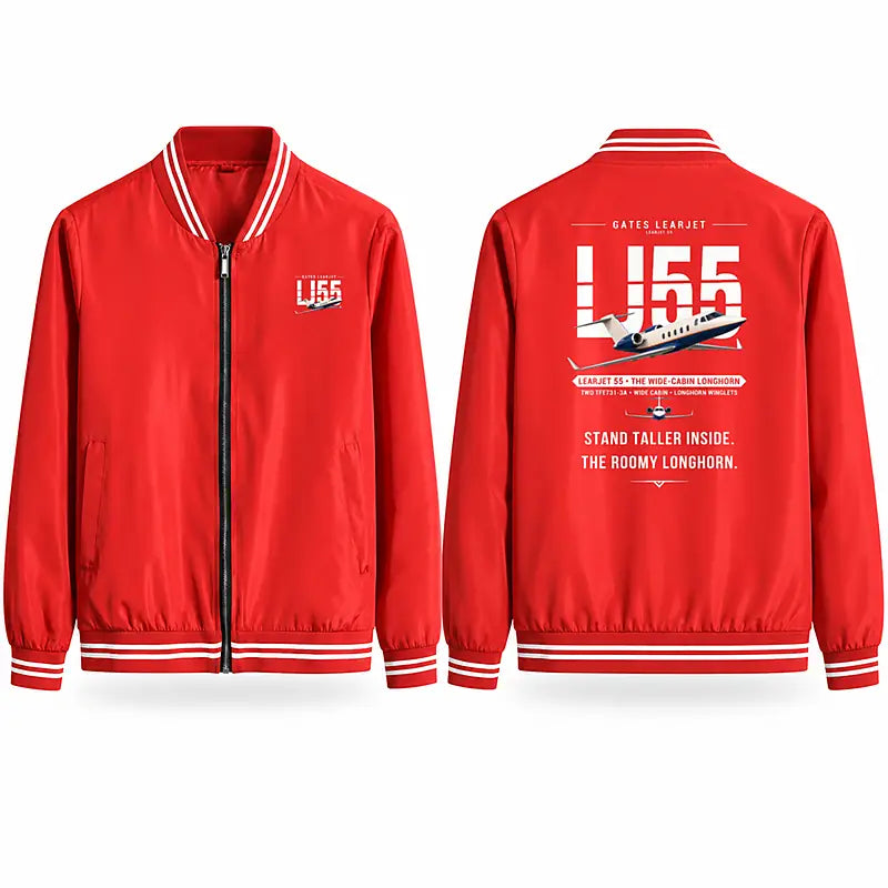 Bombardier Learjet 55 Stylish Jackets - Baseball Collar - Original - Red