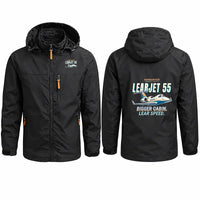 Thumbnail for Bombardier Learjet 55 Stylish Jackets - Hooded Windbreaker - Cartoon - Black