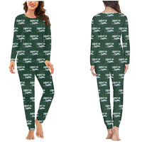 Thumbnail for Bombardier Learjet 55 - Women Pajamas - Cartoon Pattern - Dark Green
