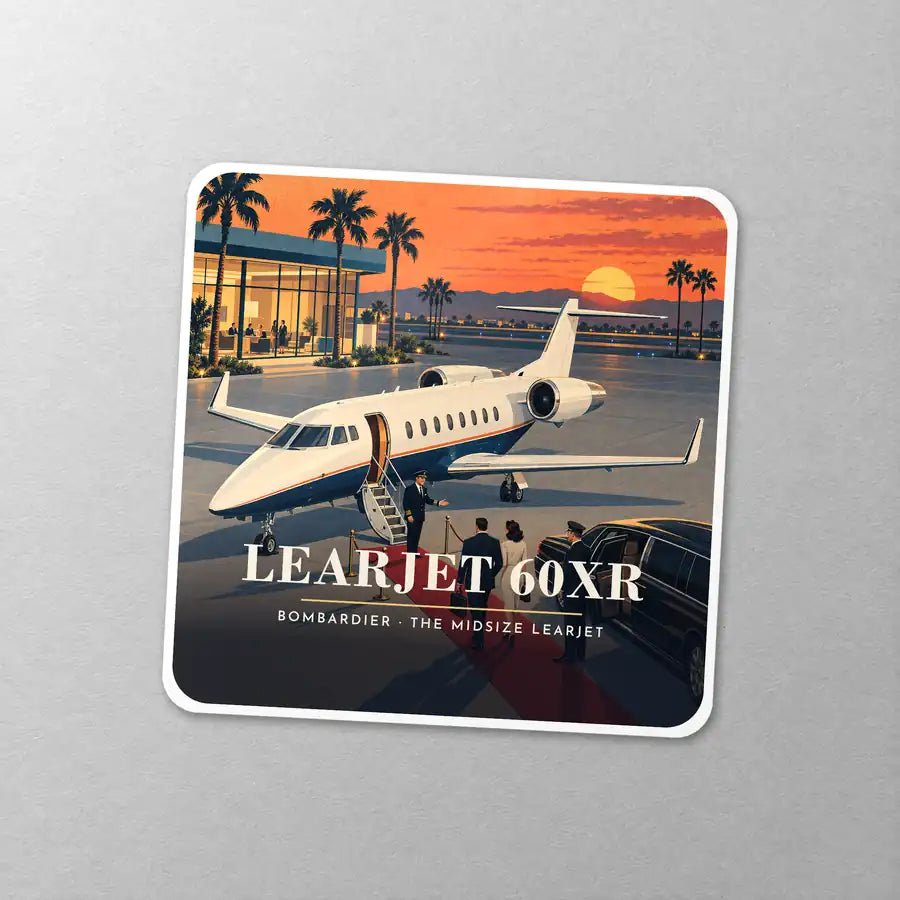 Bombardier Learjet 60XR - 3D - Square Sticker - Close-up