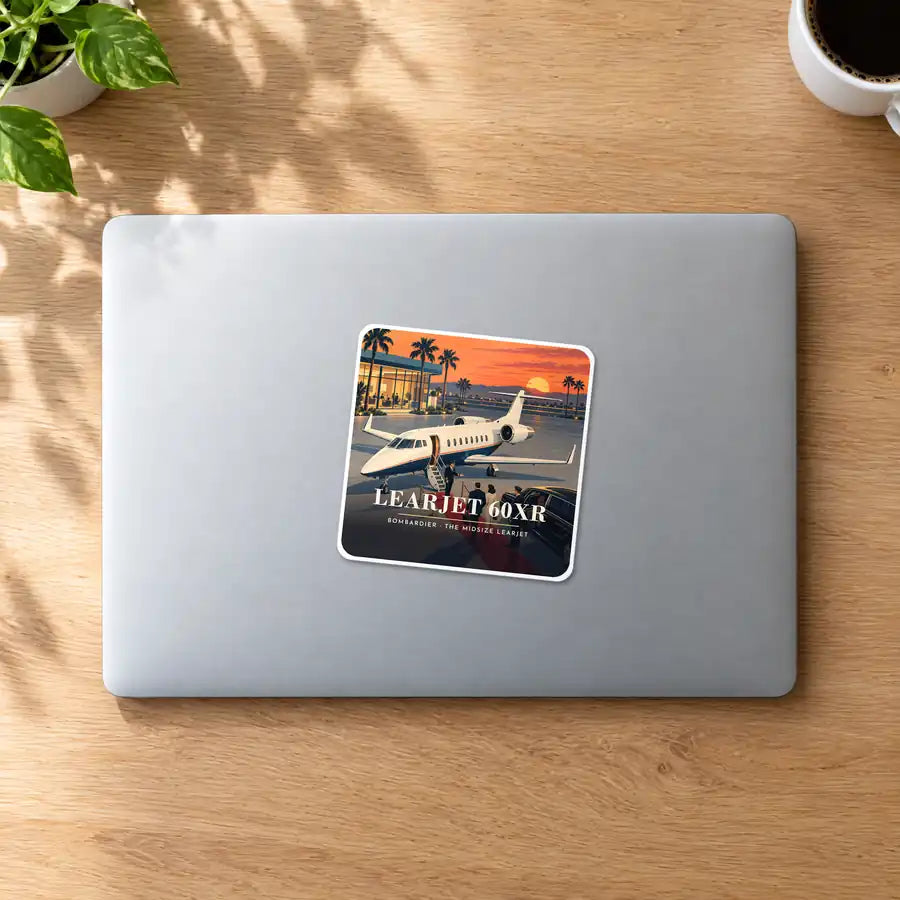 Bombardier Learjet 60XR - 3D - Square Sticker - MacBook