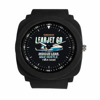 Thumbnail for Bombardier Learjet 60XR - Cartoon + Name - Rubber Strap - Black