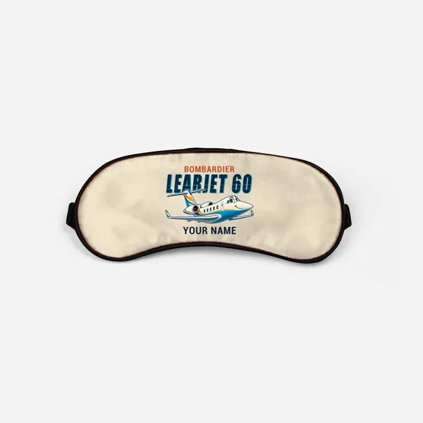 Bombardier Learjet 60XR - Cartoon + Name - Sleep Mask - Beige