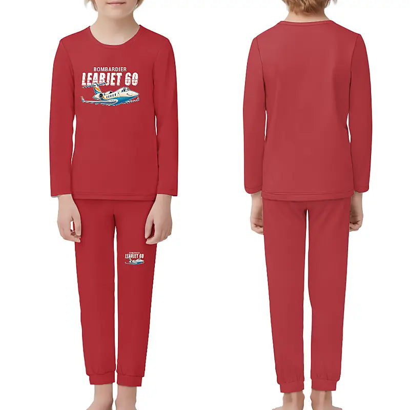 Bombardier Learjet 60XR - Children Pajamas - Cartoon Chest - Red