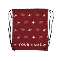 Thumbnail for Bombardier Learjet 60XR - Drawstring Bag - 3D Pattern + Name - Dark Red