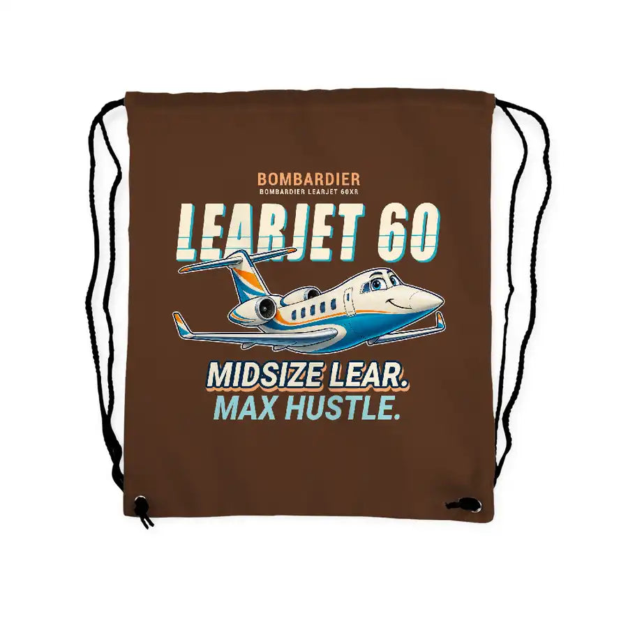 Bombardier Learjet 60XR - Drawstring Bag - Cartoon - Brown