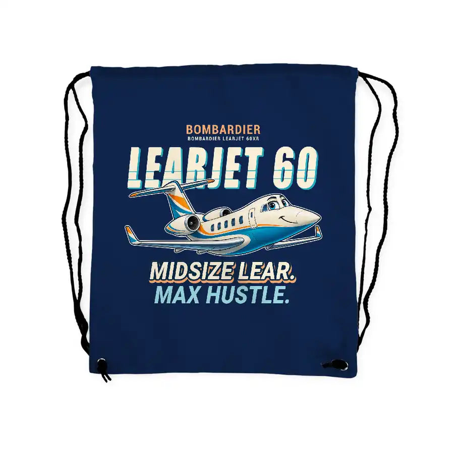 Bombardier Learjet 60XR - Drawstring Bag - Cartoon - Dark Blue