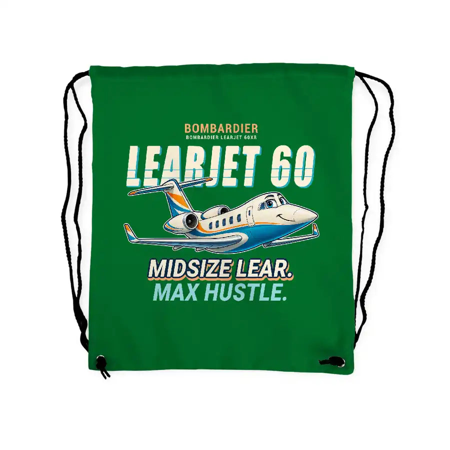 Bombardier Learjet 60XR - Drawstring Bag - Cartoon - Green