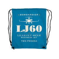 Thumbnail for Bombardier Learjet 60XR - Drawstring Bag - Heritage - Light Blue