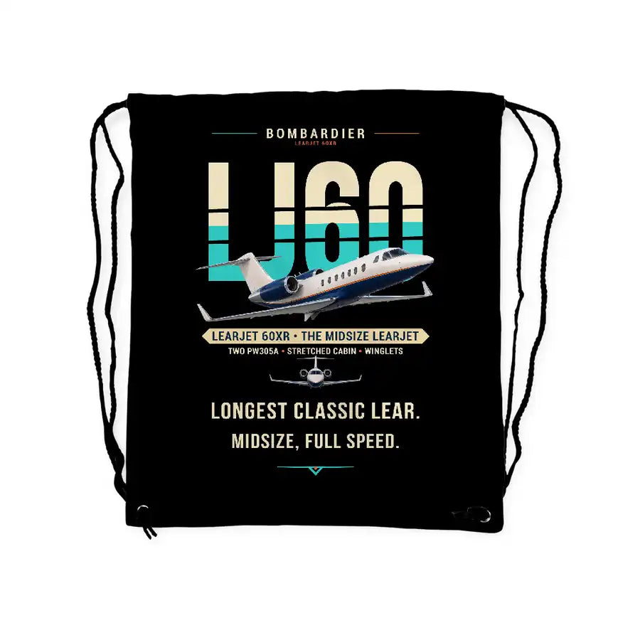 Bombardier Learjet 60XR - Drawstring Bag - Original - Black