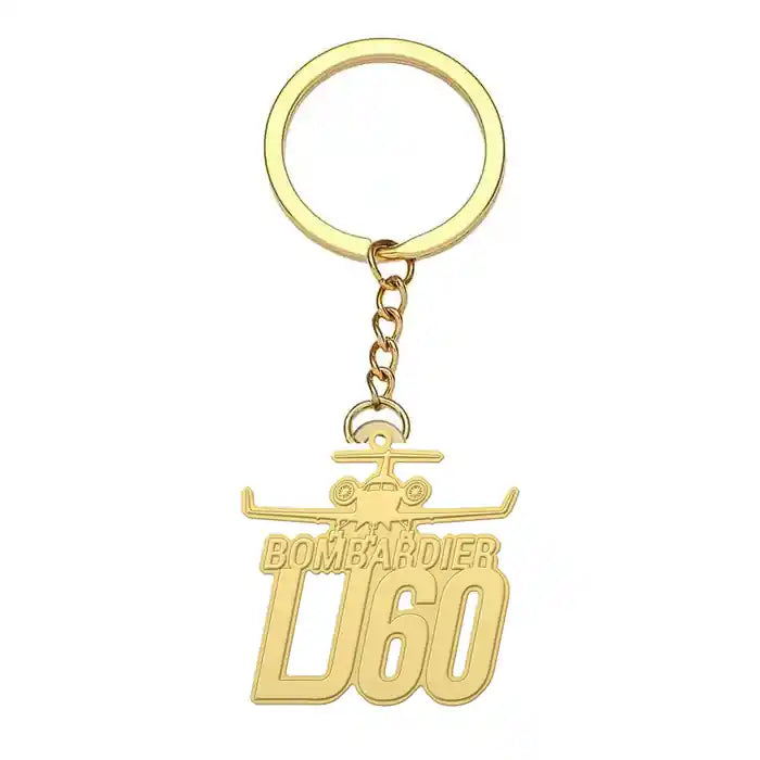 Bombardier Learjet 60XR - Hollow Key Chain - Heritage - Gold