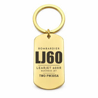 Thumbnail for Bombardier Learjet 60XR - Key Chain - Tag - Gold