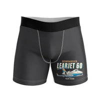 Thumbnail for Bombardier Learjet 60XR - Men Boxers - Cartoon + Name - Black