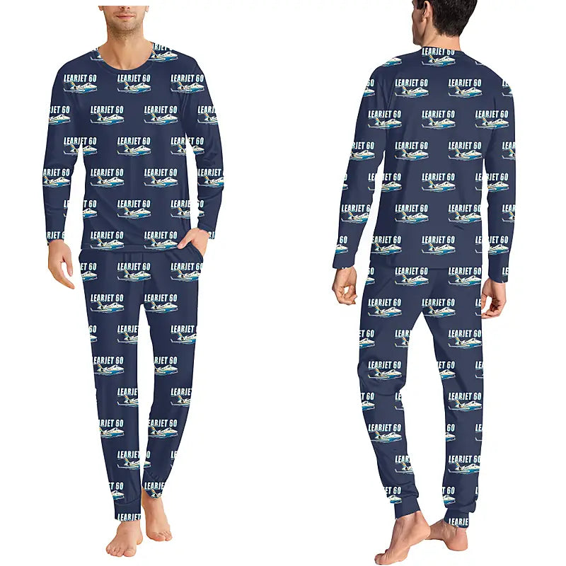 Bombardier Learjet 60XR - Men Pajamas - Cartoon Pattern - Navy Blue