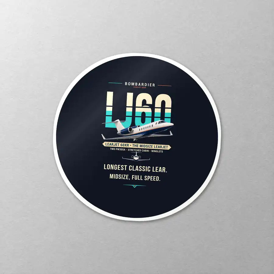 Bombardier Learjet 60XR - Original - Circle Sticker - Close-up
