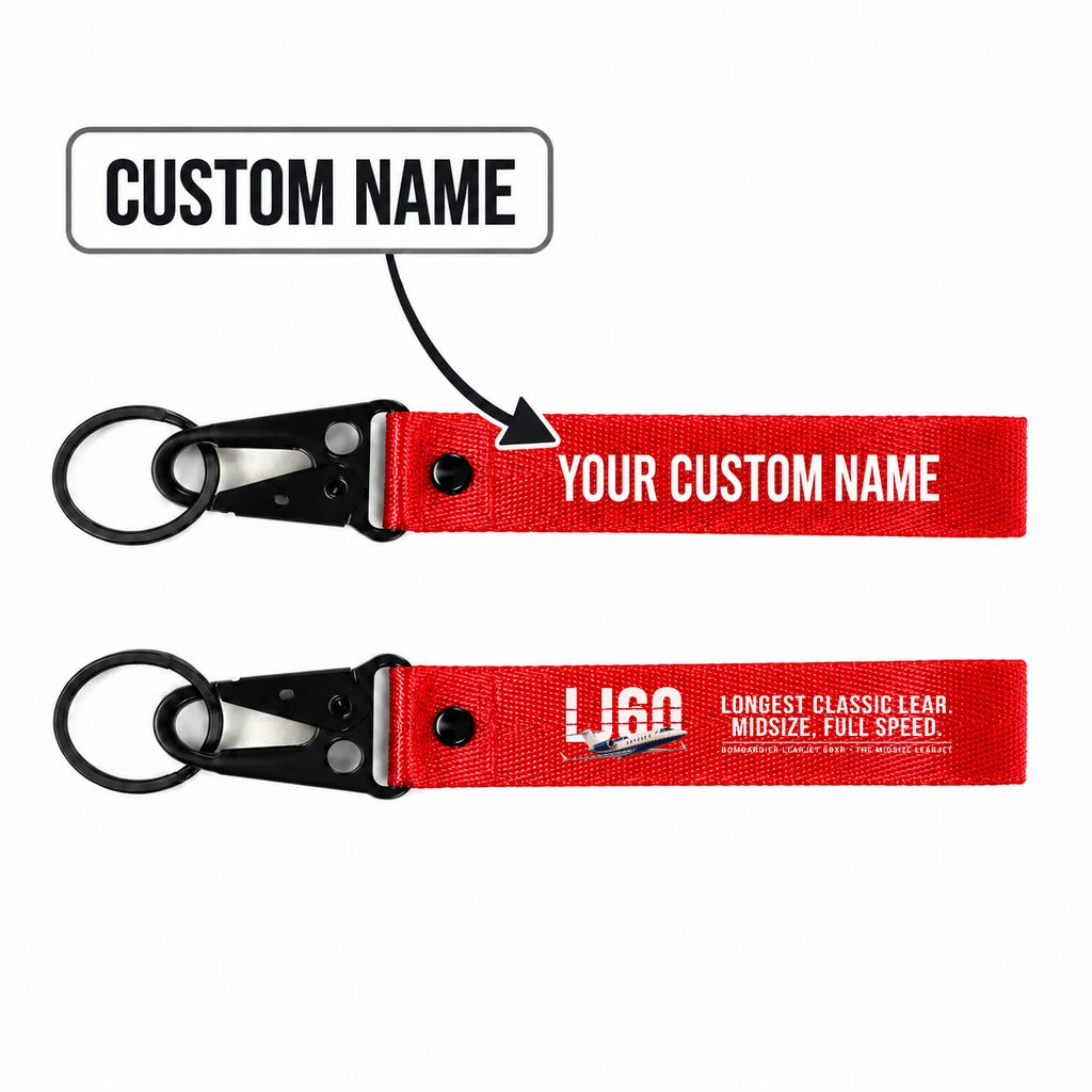 Bombardier Learjet 60XR Hawk-Shaped Key Chains - Red - Original - Personalized