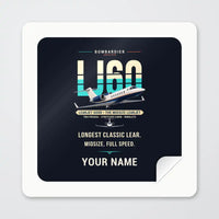 Thumbnail for Bombardier Learjet 60XR - Original + Name - Square Sticker - Peel