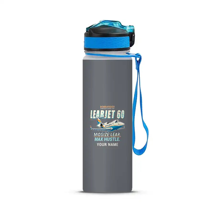 Bombardier Learjet 60XR - Sports Kettle - Cartoon + Name - Gray