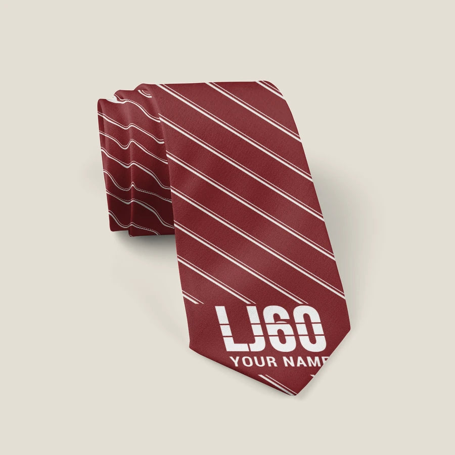 Bombardier Learjet 60XR - Stripe + Name - Tie - Dark Red