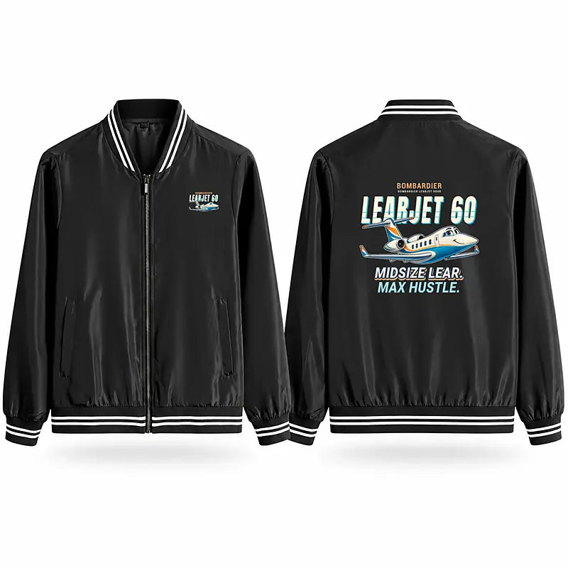 Bombardier Learjet 60XR Stylish Jackets - Baseball Collar - Cartoon - Black