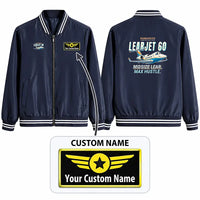 Thumbnail for Bombardier Learjet 60XR Stylish Jackets - Baseball Collar - Cartoon + Name - Navy Blue