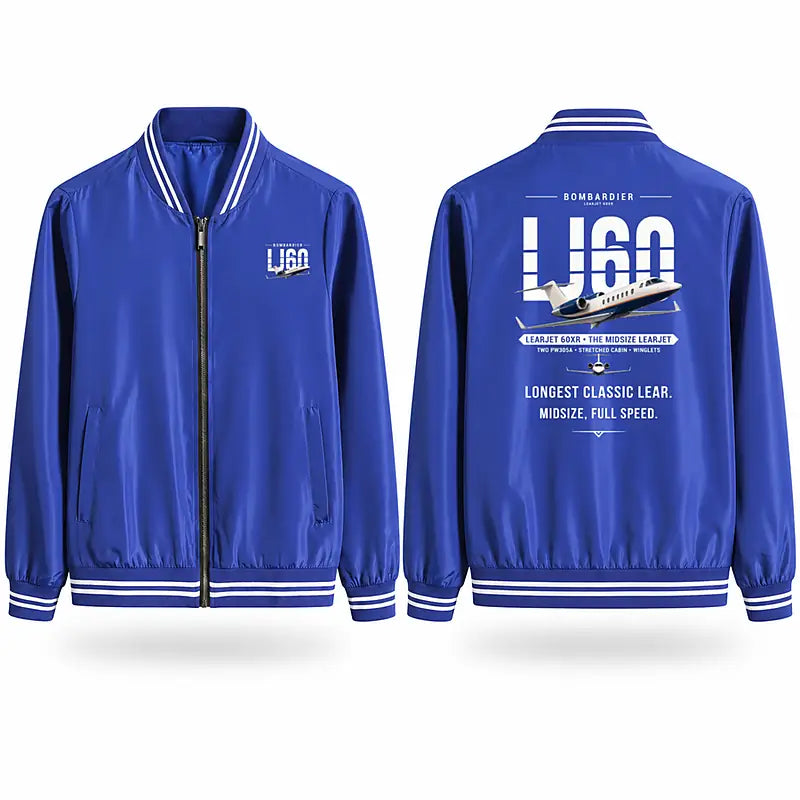 Bombardier Learjet 60XR Stylish Jackets - Baseball Collar - Original - Royal Blue