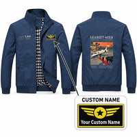 Thumbnail for Bombardier Learjet 60XR Stylish Jackets - Stand Collar - Poster + Name - Navy Blue