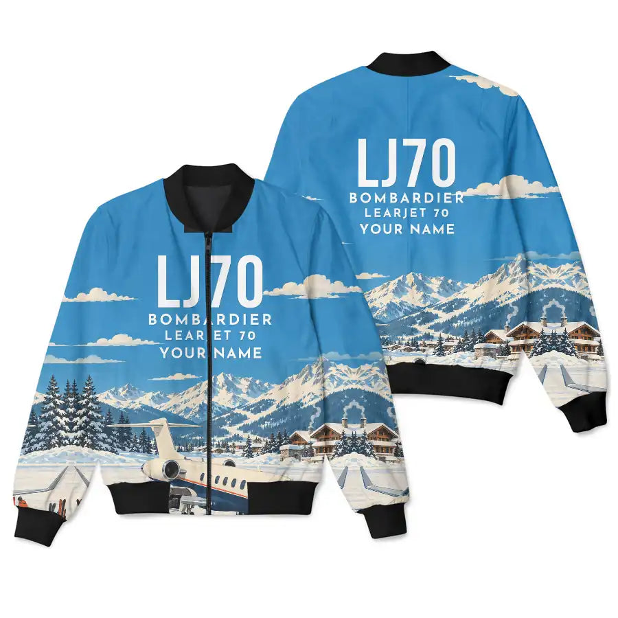 Bombardier Learjet 70 3D All-Over Print Clothing - Bomber Jacket - 3D + Name