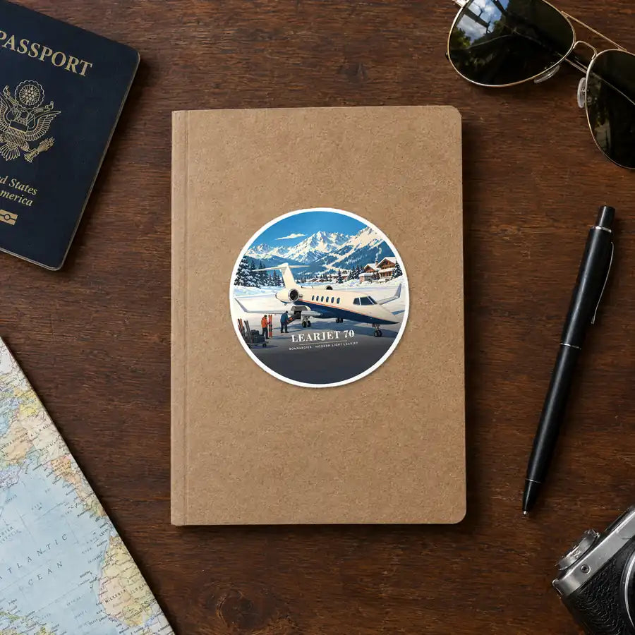 Bombardier Learjet 70 - 3D - Circle Sticker - Notebook