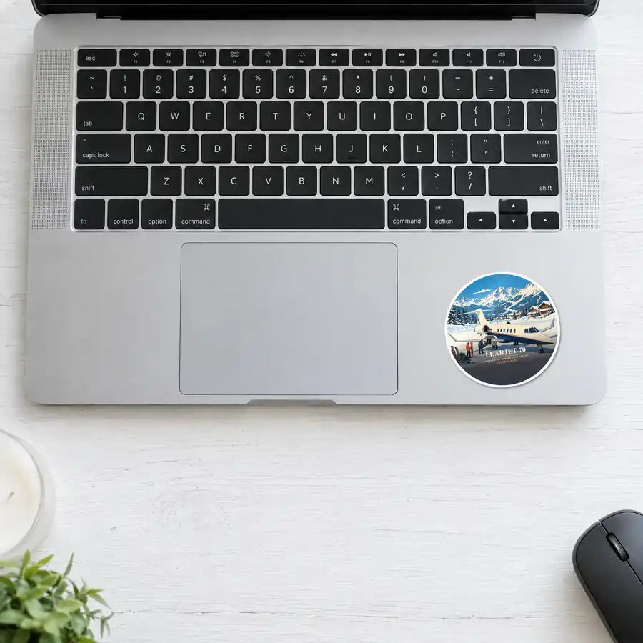 Bombardier Learjet 70 - 3D + Name - Circle Sticker - Laptop