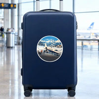 Thumbnail for Bombardier Learjet 70 - 3D + Name - Circle Sticker - Suitcase