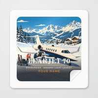 Thumbnail for Bombardier Learjet 70 - 3D + Name - Square Sticker - Peel