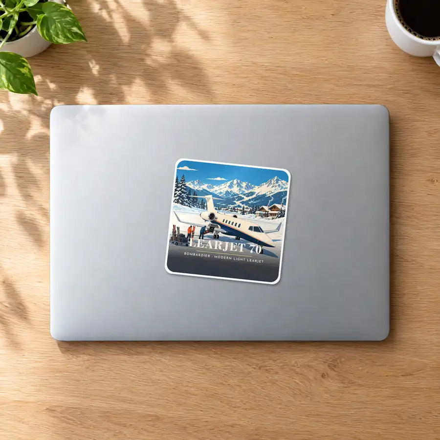 Bombardier Learjet 70 - 3D - Square Sticker - MacBook