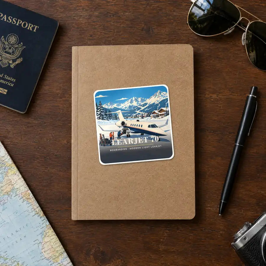 Bombardier Learjet 70 - 3D - Square Sticker - Notebook