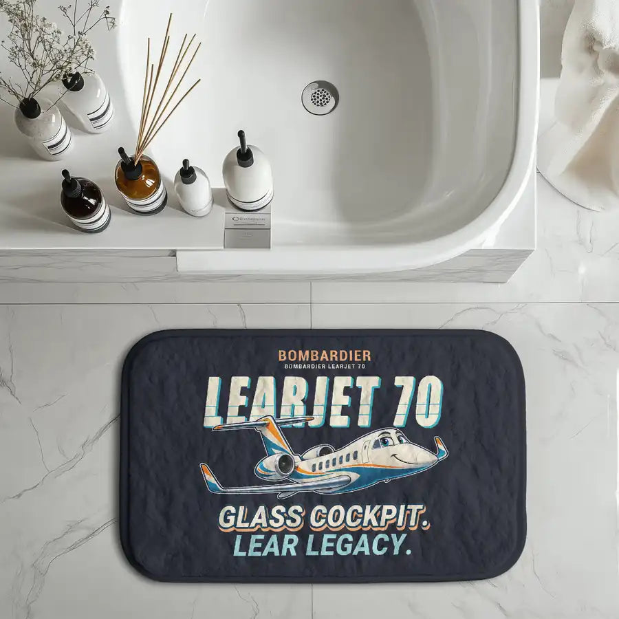 Bombardier Learjet 70 - Cartoon - Bath Mat